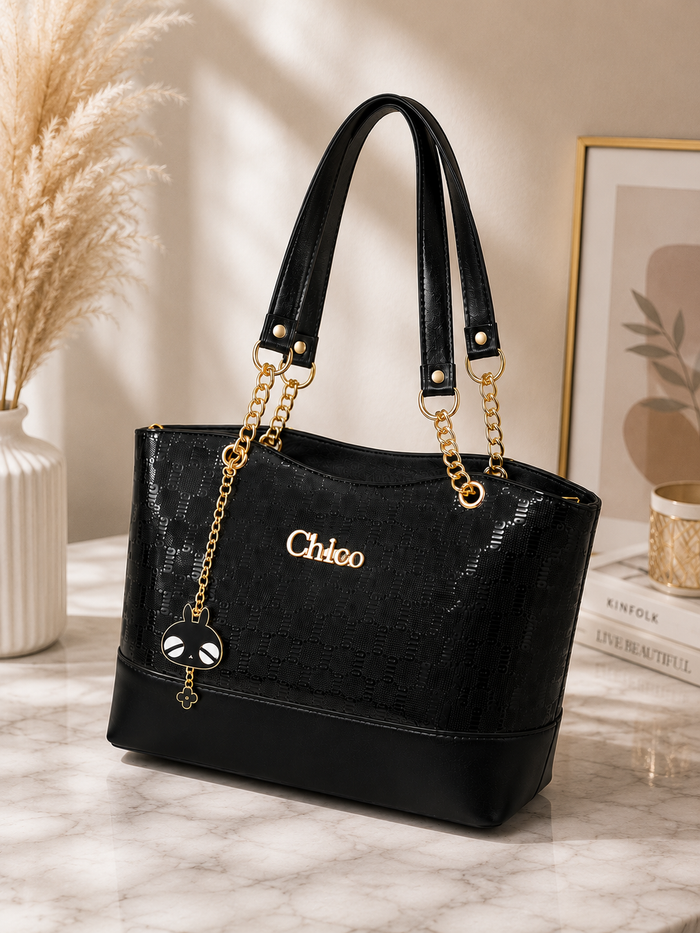 Women's Black Chain Tote Bag