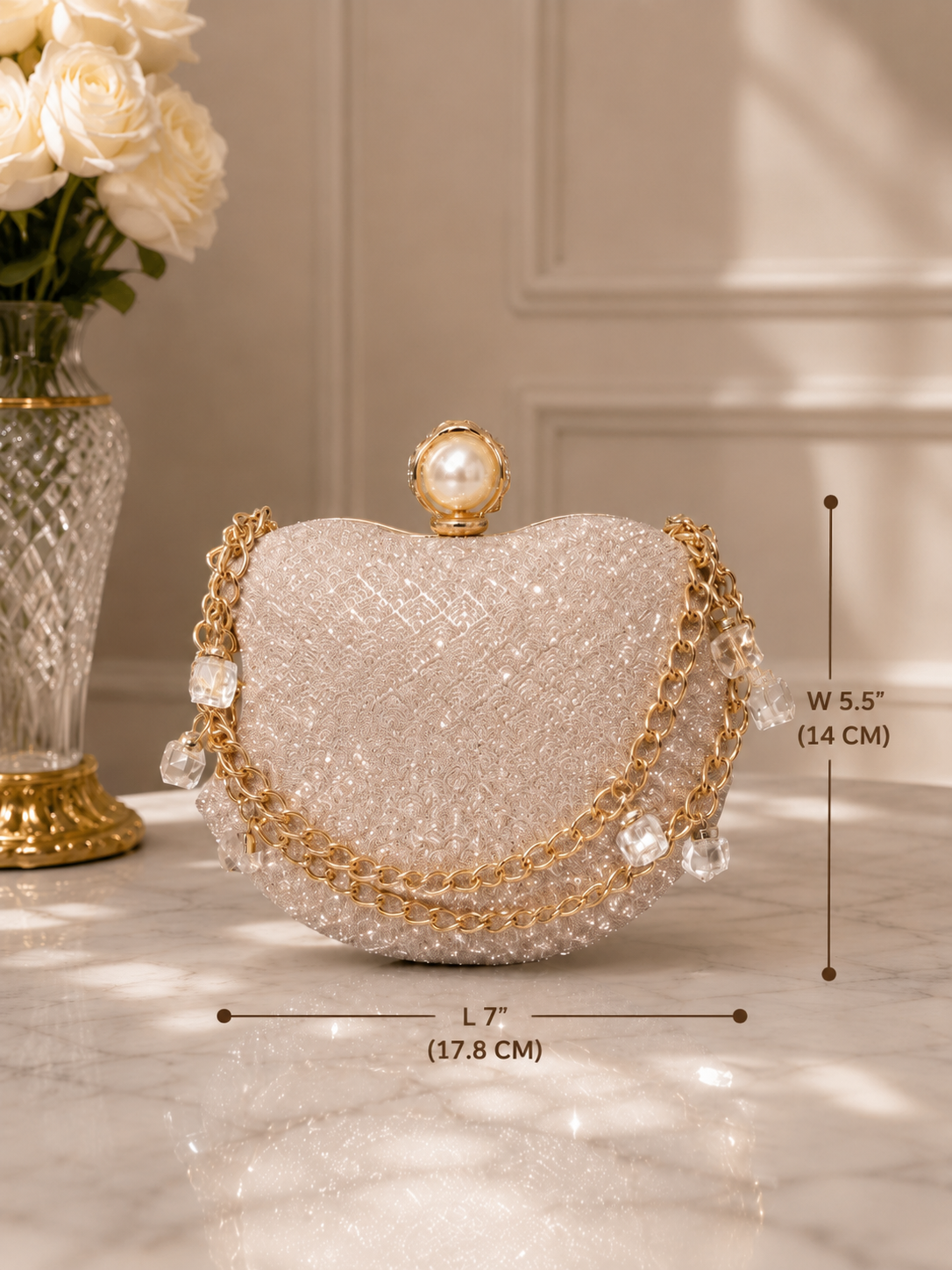 Women's Glitter Pearl Clutch Bag