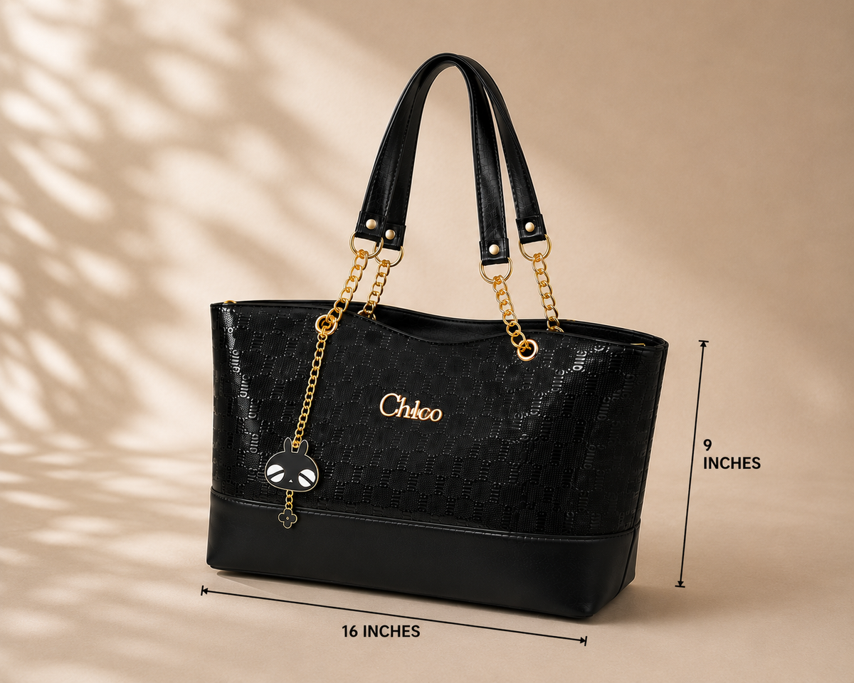 Women's Black Chain Tote Bag