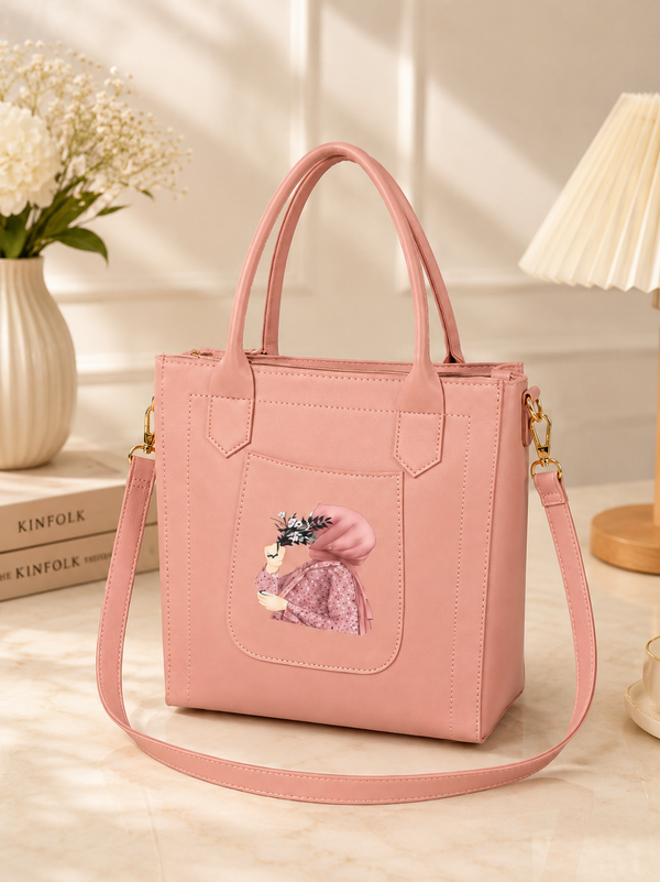 Women's Pink Printed Tote Bag