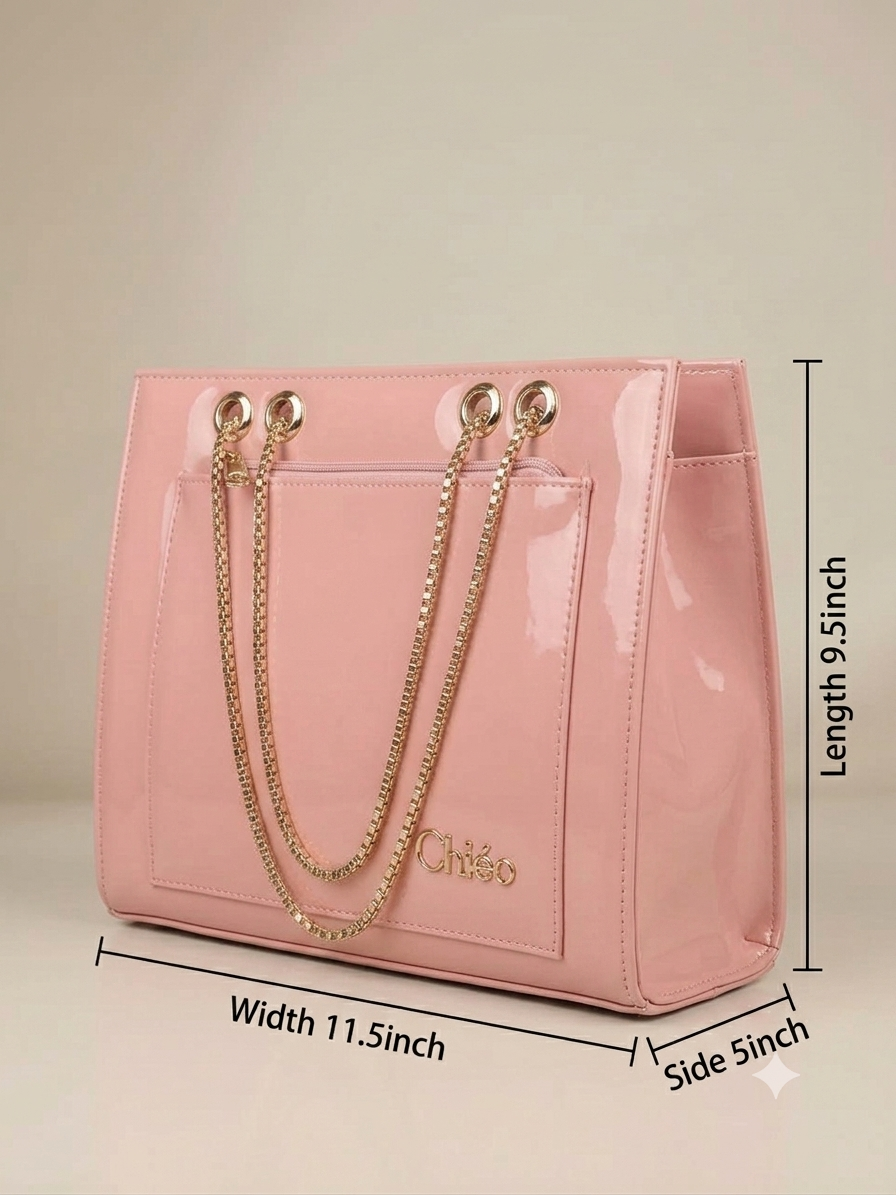 Women's Pink Chain Tote Bag