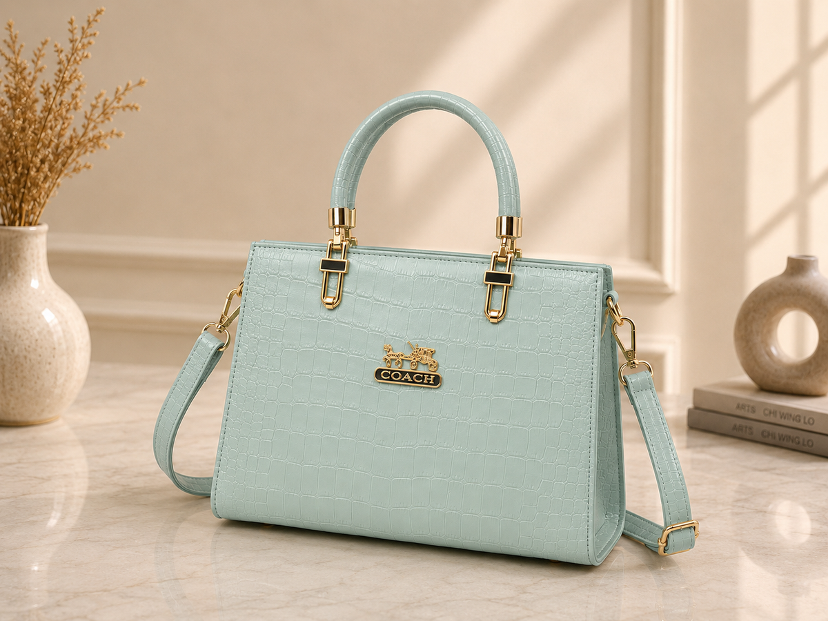 Women's Mint Green Croc-Embossed Tote Bag