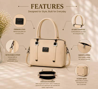 Women's Beige Satchel Shoulder Bag