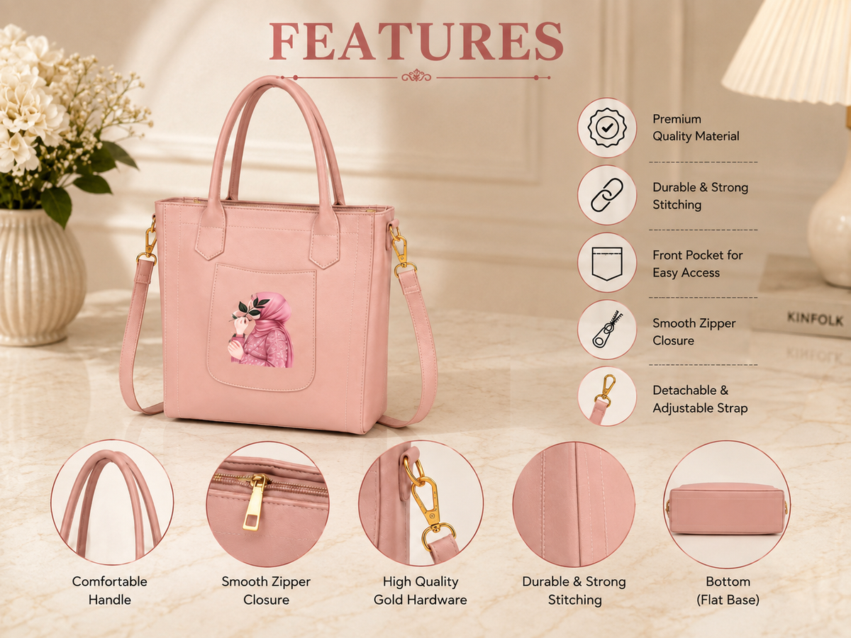 Women's Pink Printed Tote Bag