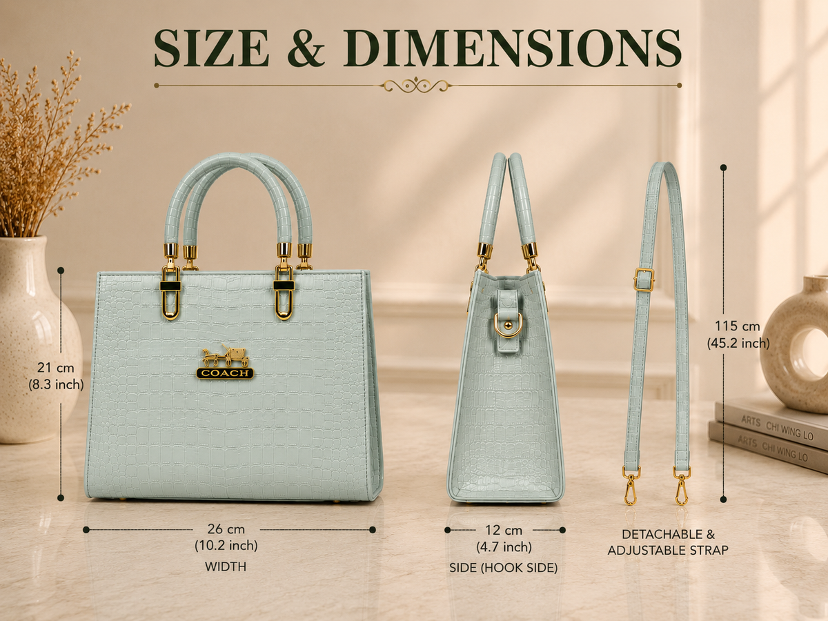 Women's Mint Green Croc-Embossed Tote Bag