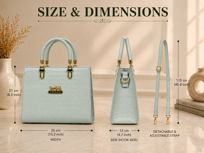 Women's Mint Green Croc-Embossed Tote Bag