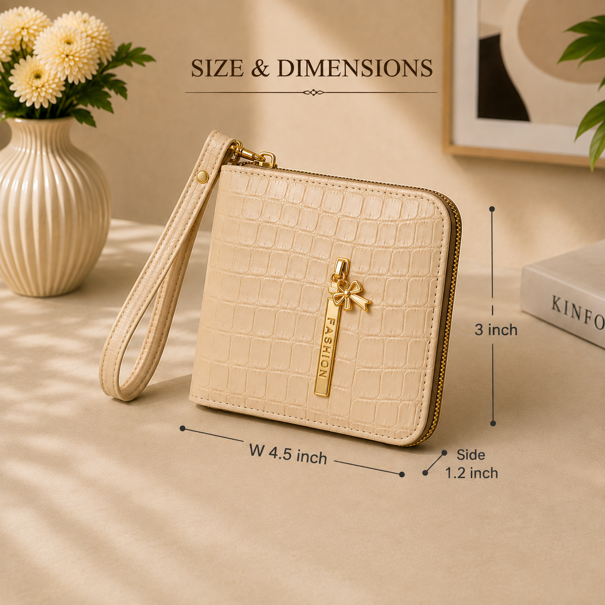 Crocodile-Embossed PU Leather Wristlet Wallet