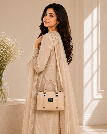 Women's Beige Satchel Shoulder Bag