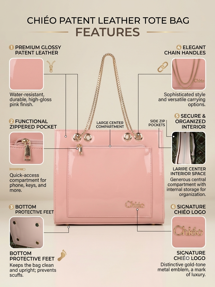 Women's Pink Chain Tote Bag