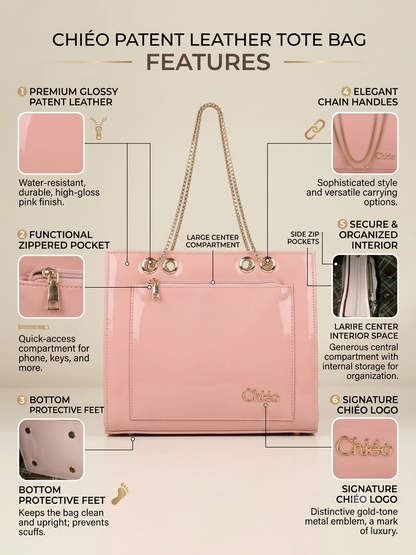 Women's Pink Chain Tote Bag