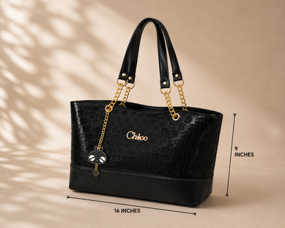 Women's Black Chain Tote Bag