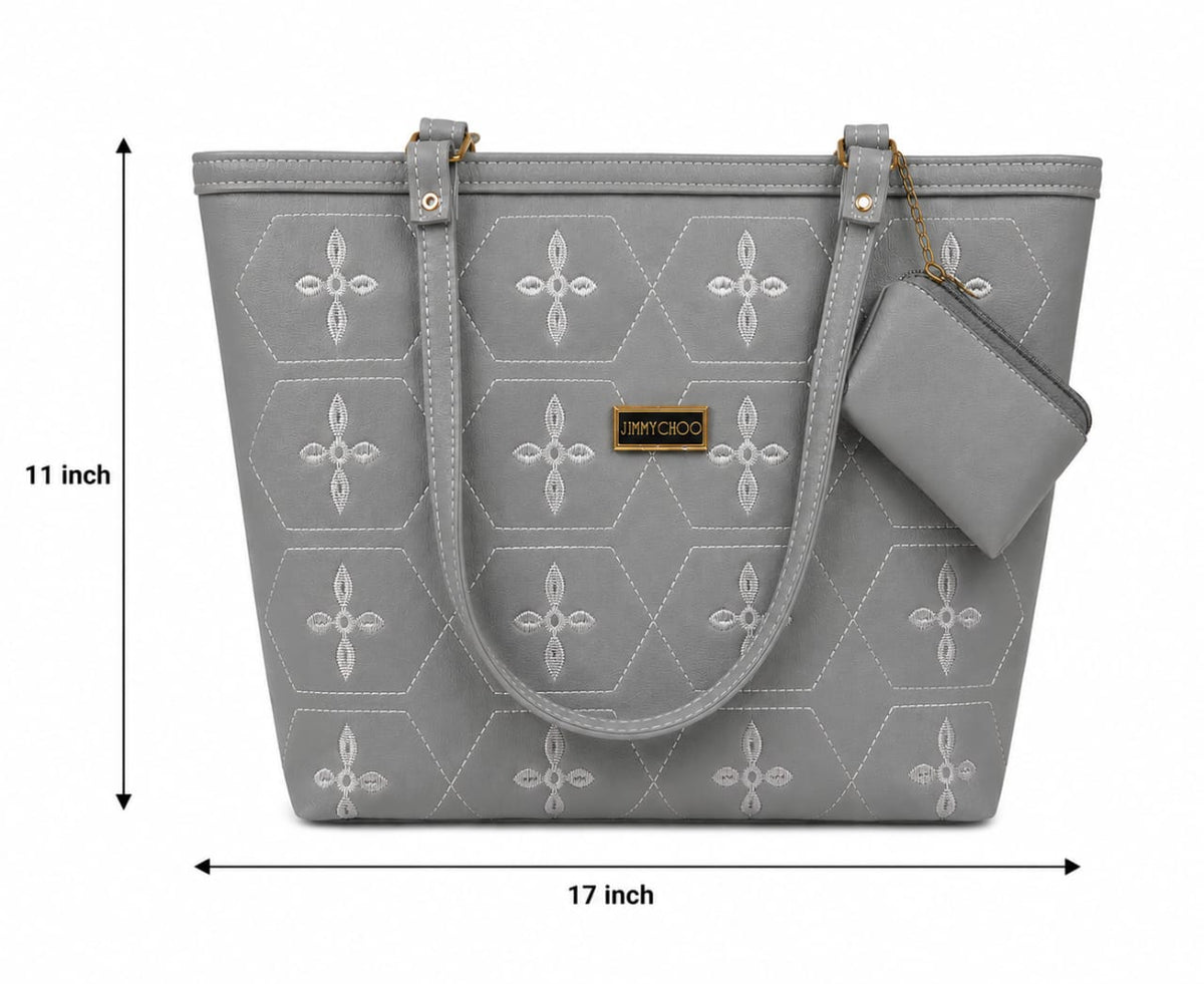 Women's Burgundy Embroidered Tote Bag