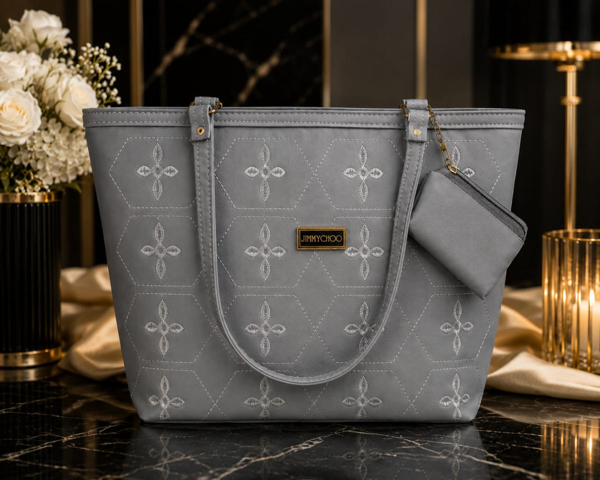 Women's Burgundy Embroidered Tote Bag