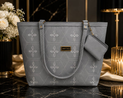 Women's Burgundy Embroidered Tote Bag